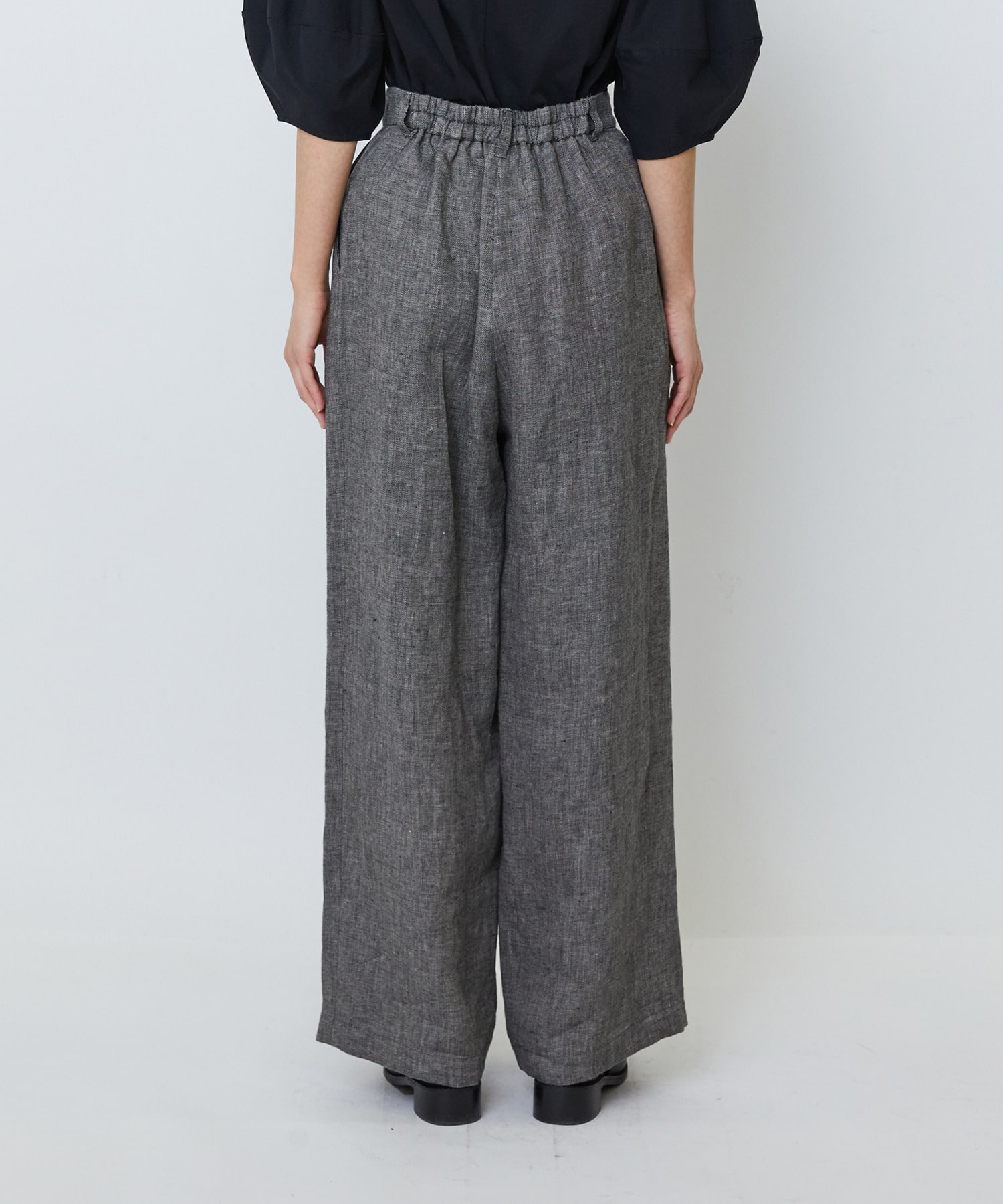 【LOISIR】【MTサイズ有り】リネンツイルワイドパンツ 詳細画像 ブラック系その他 7
