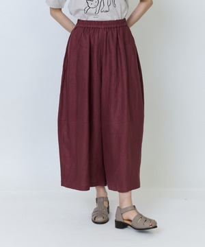 【LOISIR】リネンツイルボトルシルエットパンツ 詳細画像 ワイン 1