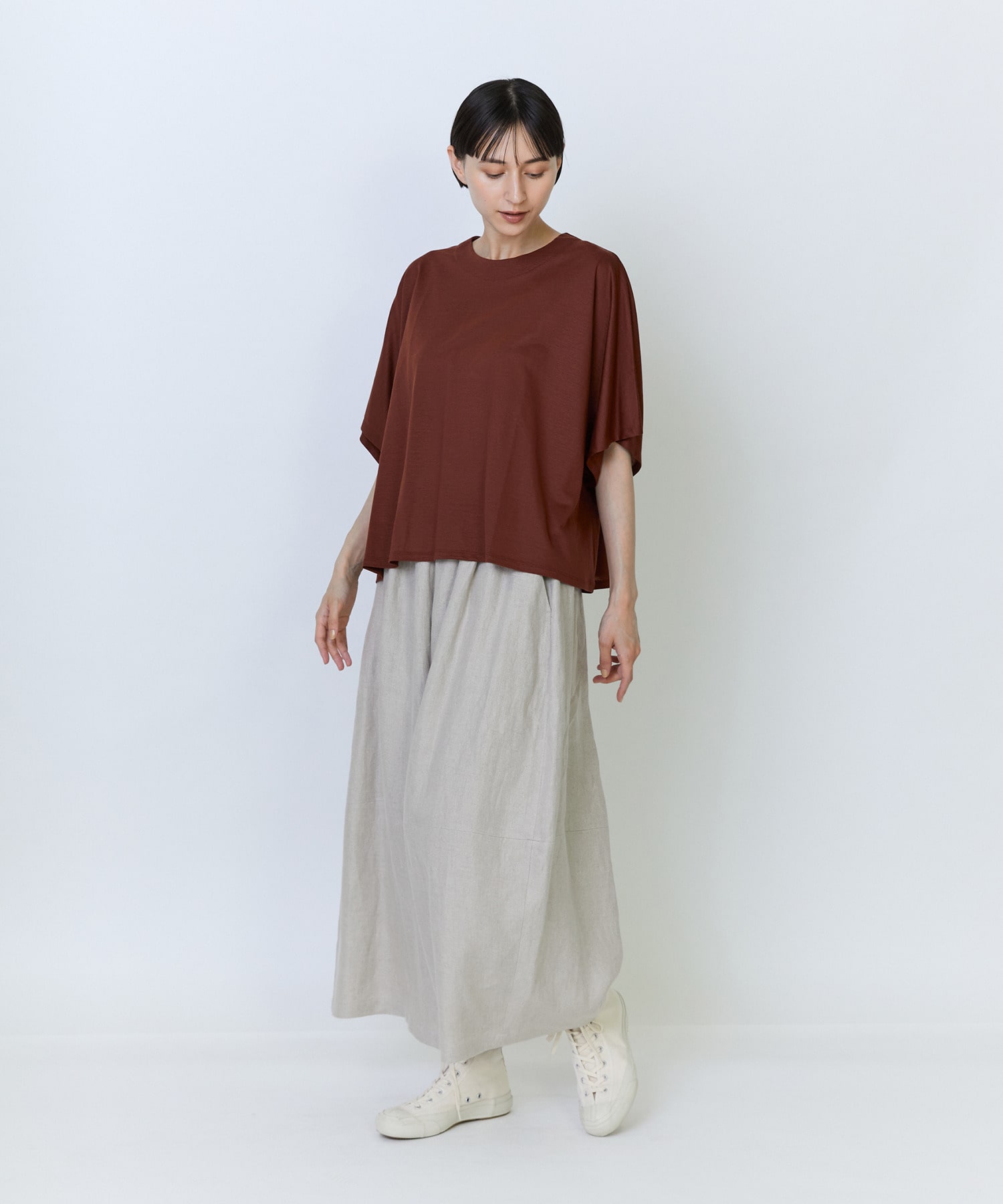 【LOISIR】リネンツイルボトルシルエットパンツ 詳細画像 チャコールグレー 10