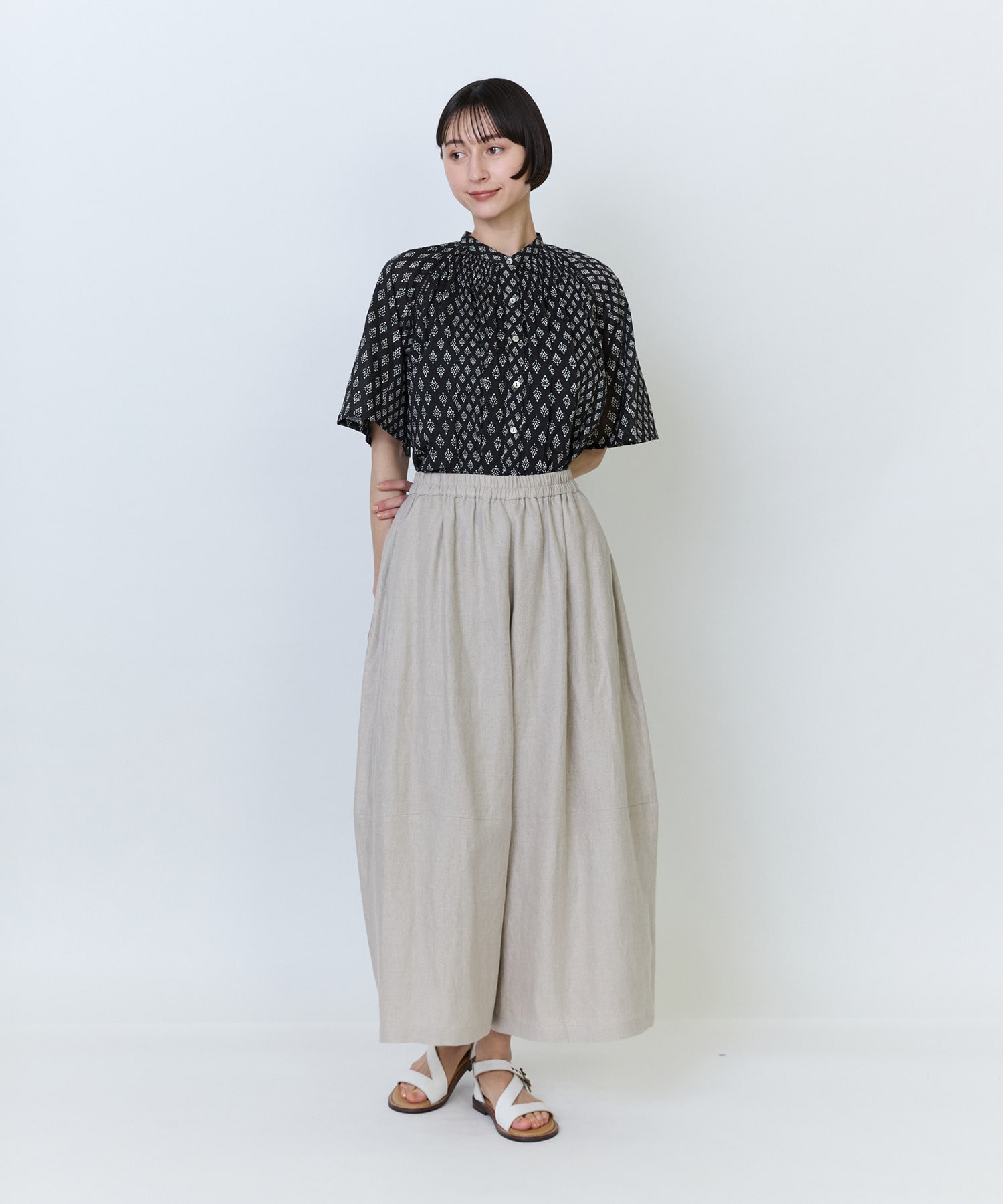 【LOISIR】リネンツイルボトルシルエットパンツ 詳細画像 チャコールグレー 11