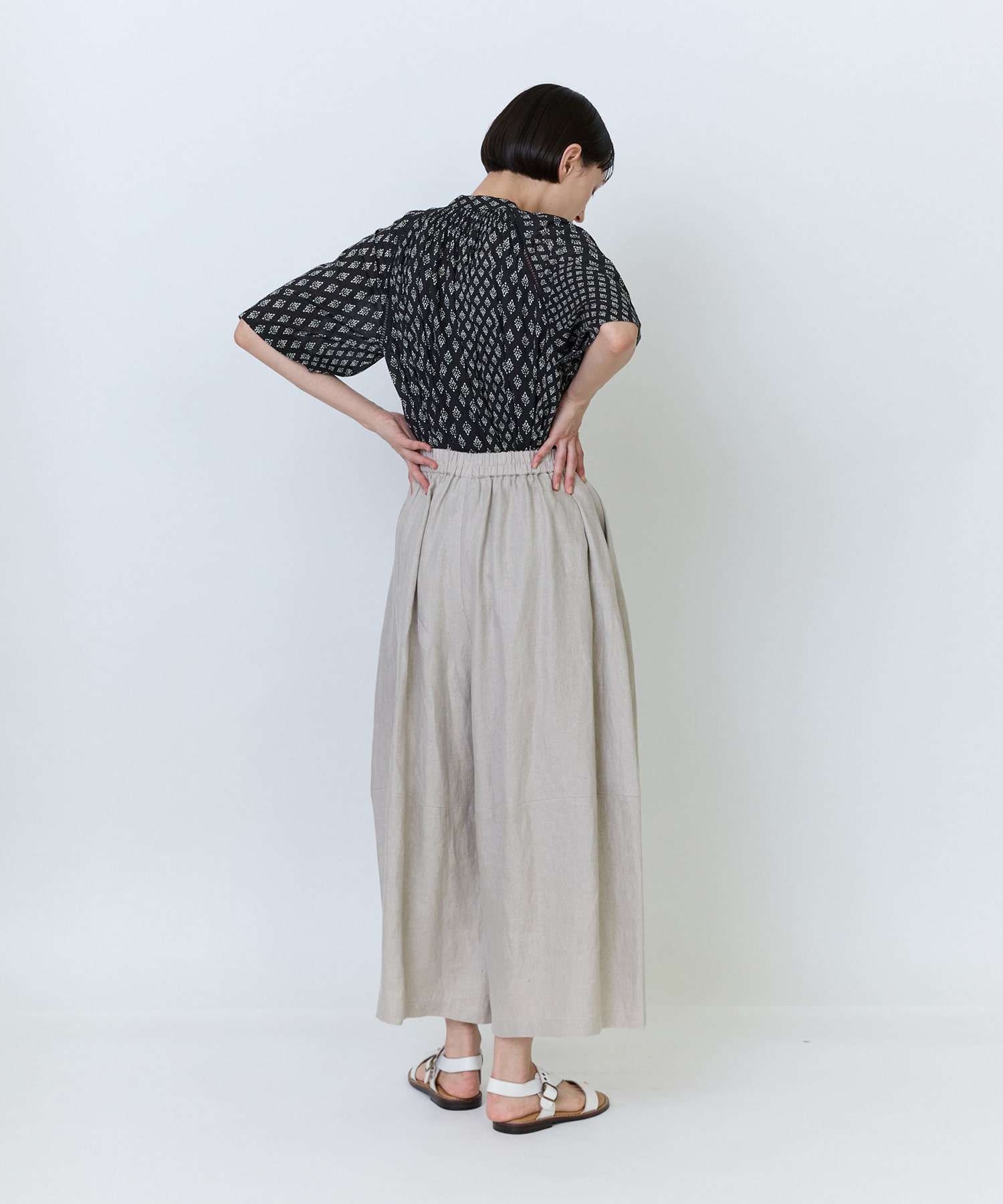 【LOISIR】リネンツイルボトルシルエットパンツ 詳細画像 チャコールグレー 13