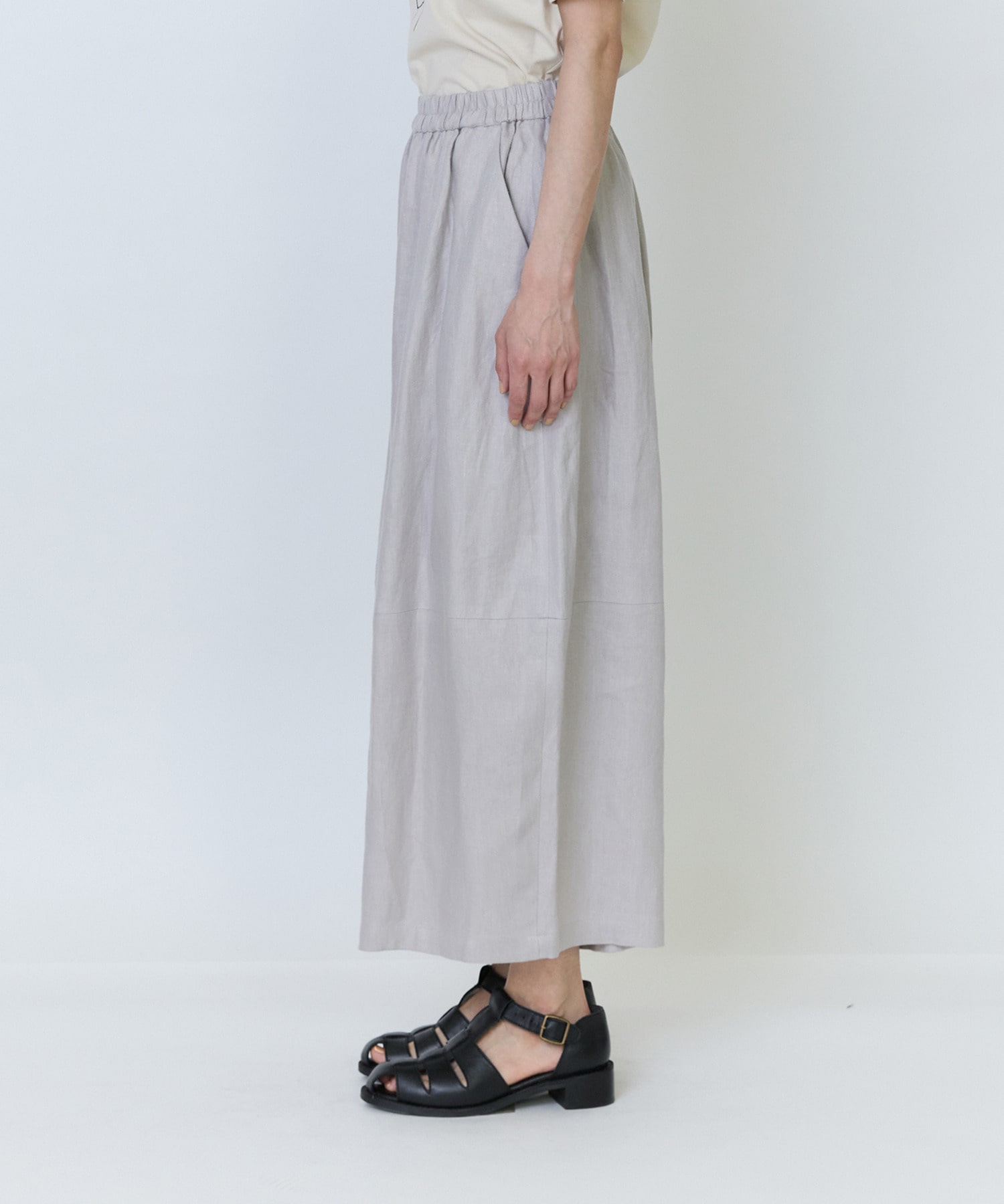 【LOISIR】リネンツイルボトルシルエットパンツ 詳細画像 チャコールグレー 15