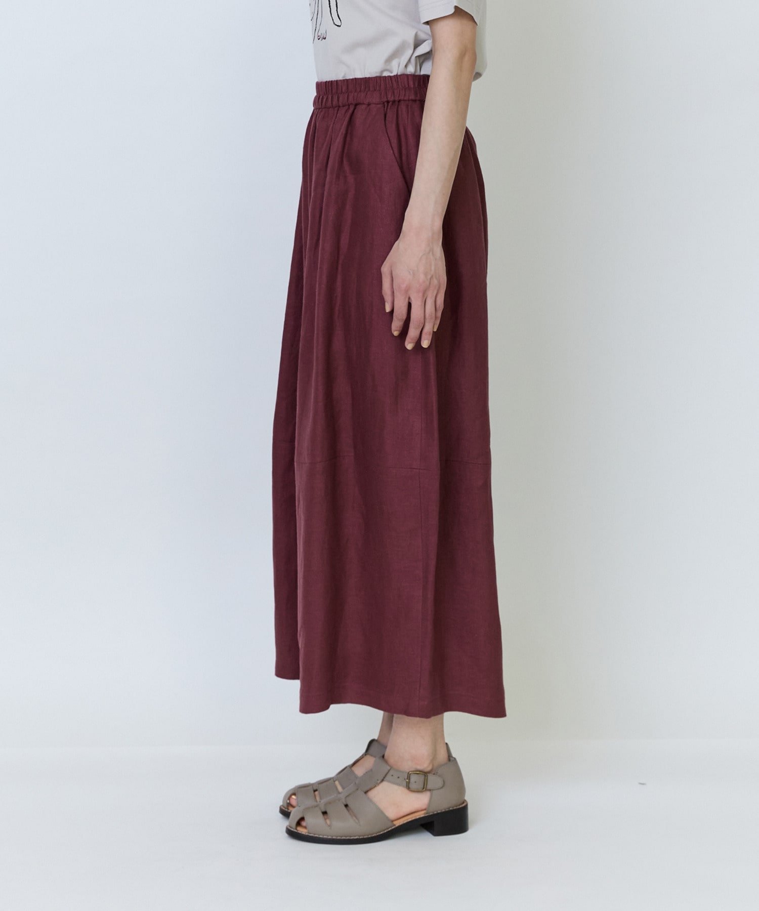 【LOISIR】リネンツイルボトルシルエットパンツ 詳細画像 チャコールグレー 18