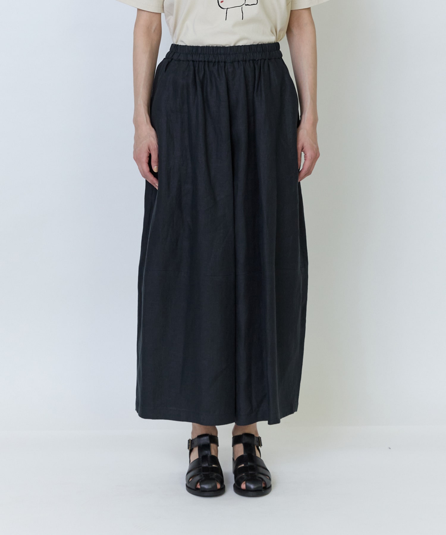 【LOISIR】リネンツイルボトルシルエットパンツ 詳細画像 チャコールグレー 20