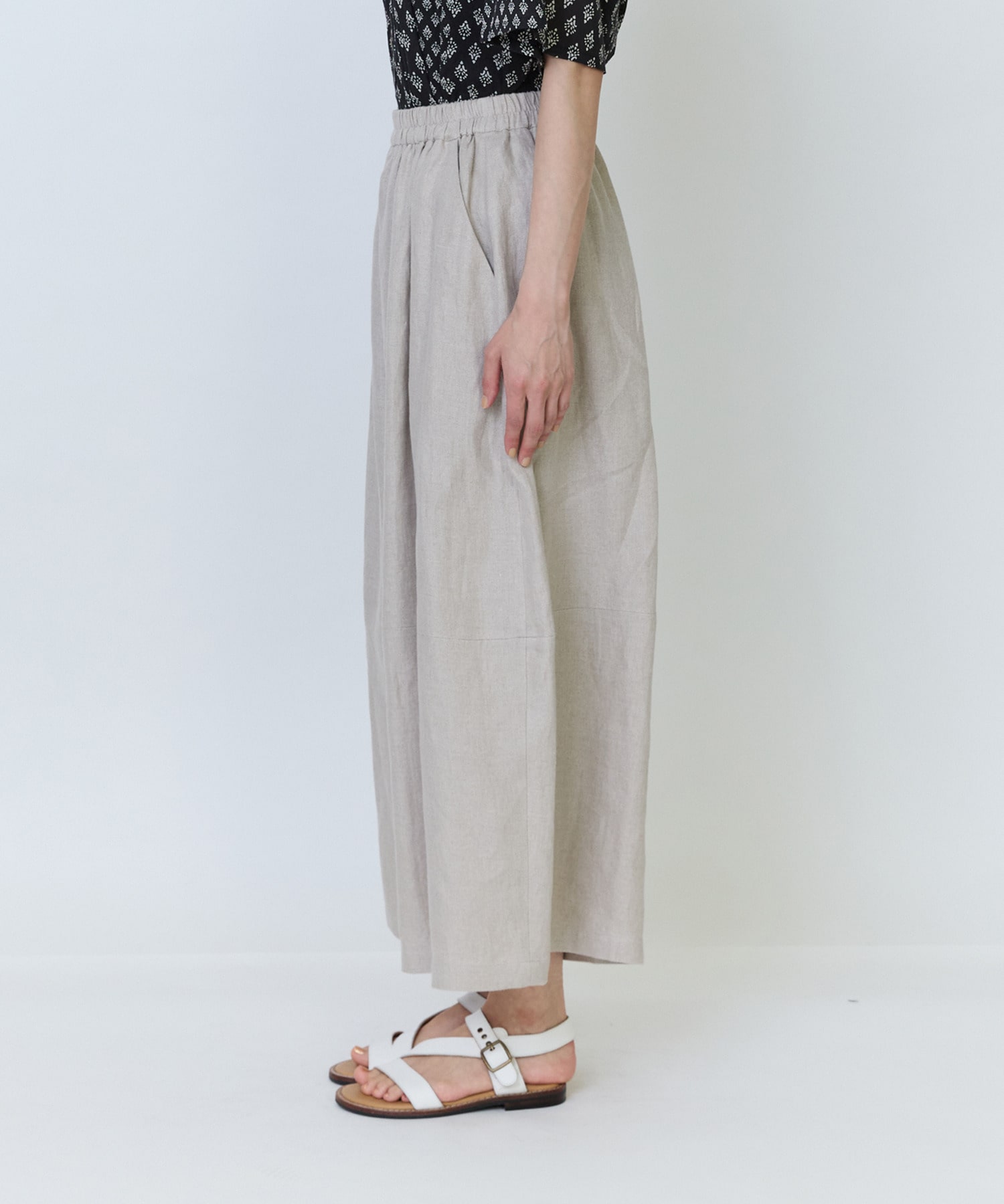 【LOISIR】リネンツイルボトルシルエットパンツ 詳細画像 チャコールグレー 24