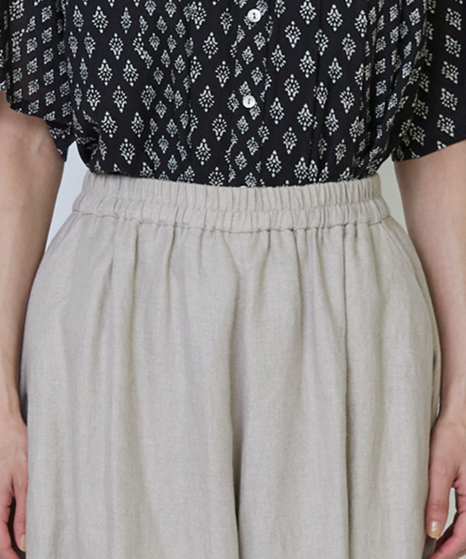 【LOISIR】リネンツイルボトルシルエットパンツ 詳細画像 チャコールグレー 26