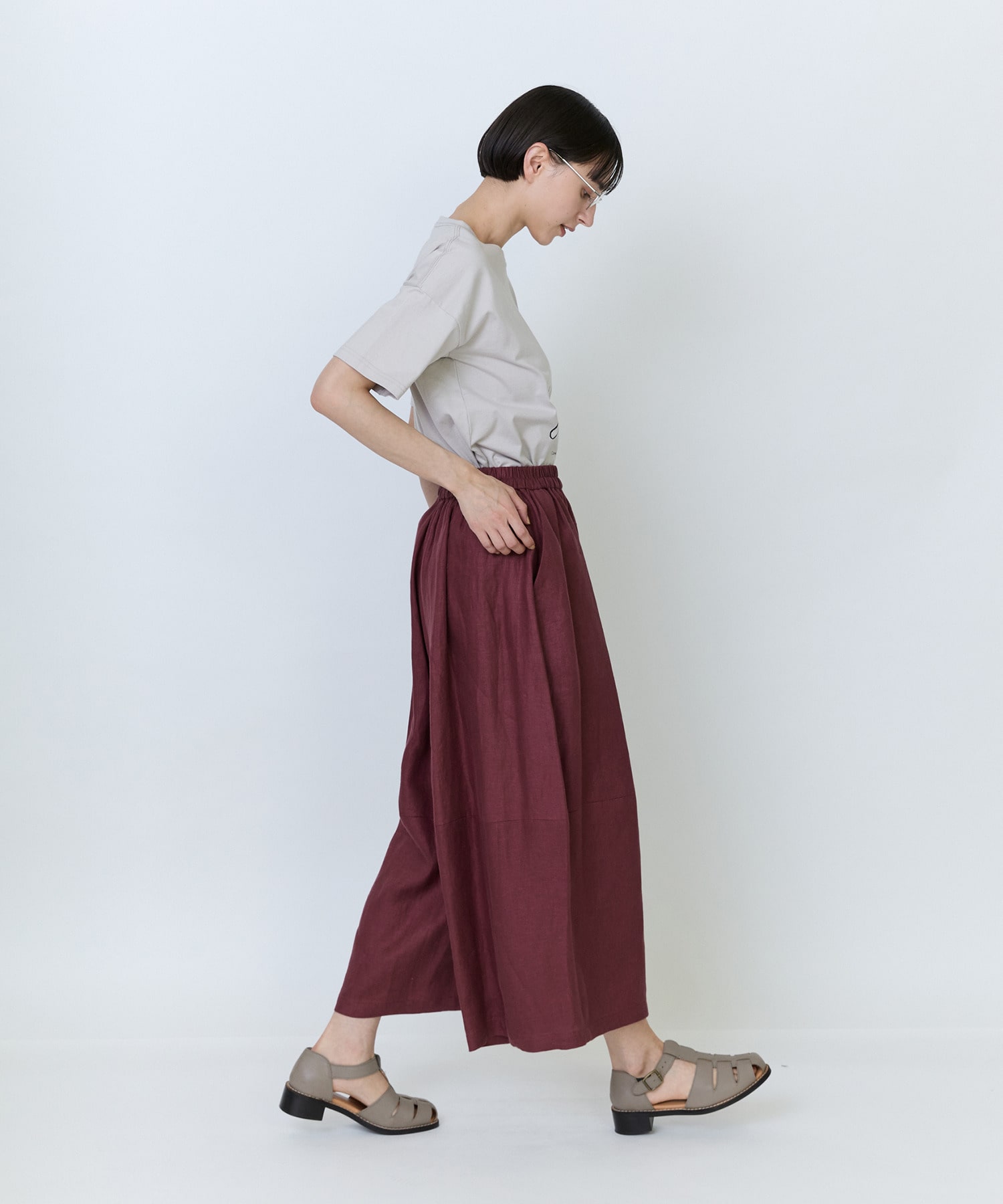 【LOISIR】リネンツイルボトルシルエットパンツ 詳細画像 チャコールグレー 5