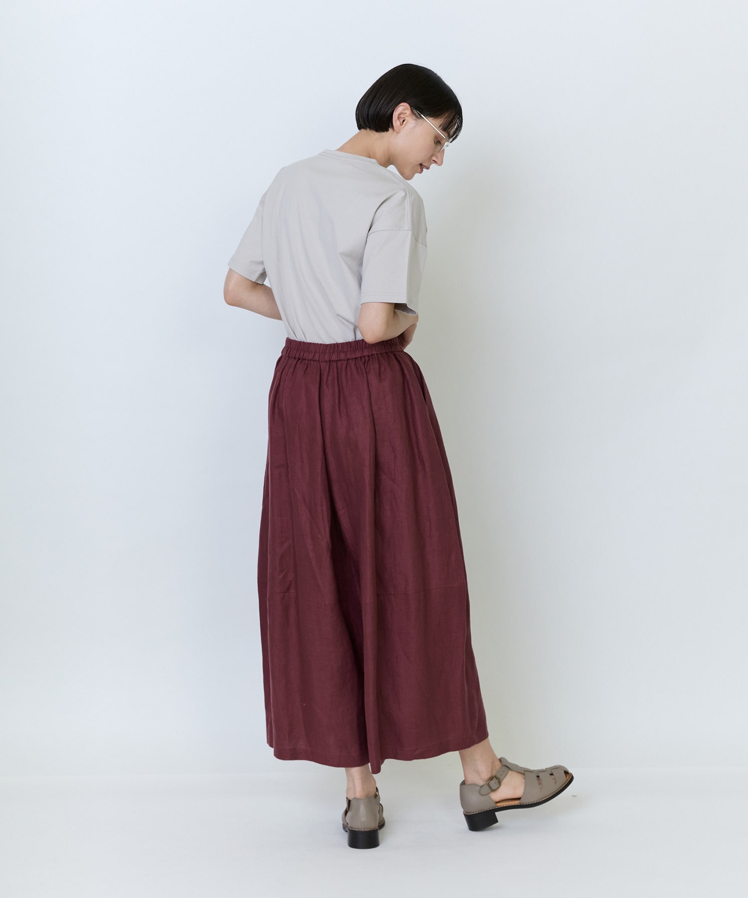 【LOISIR】リネンツイルボトルシルエットパンツ 詳細画像 チャコールグレー 6