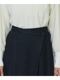 【LOISIR】【MTサイズ有り】リネンツイルラップディテールスカート 詳細画像 ブラック 14