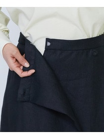 【LOISIR】【MTサイズ有り】リネンツイルラップディテールスカート 詳細画像 ブラック 16