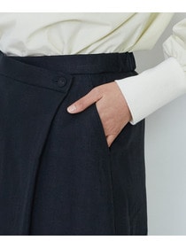 【LOISIR】【MTサイズ有り】リネンツイルラップディテールスカート 詳細画像 ブラック 17