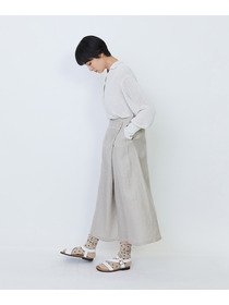 【LOISIR】【MTサイズ有り】リネンツイルラップディテールスカート 詳細画像 ブラック 2