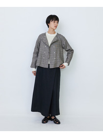 【LOISIR】【MTサイズ有り】リネンツイルラップディテールスカート 詳細画像 ブラック 4