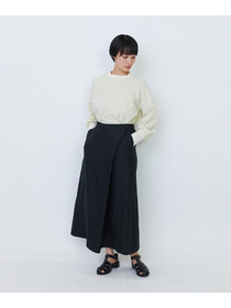 【LOISIR】【MTサイズ有り】リネンツイルラップディテールスカート 詳細画像 ブラック 5