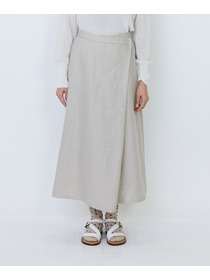 【LOISIR】【MTサイズ有り】リネンツイルラップディテールスカート 詳細画像 ブラック 8