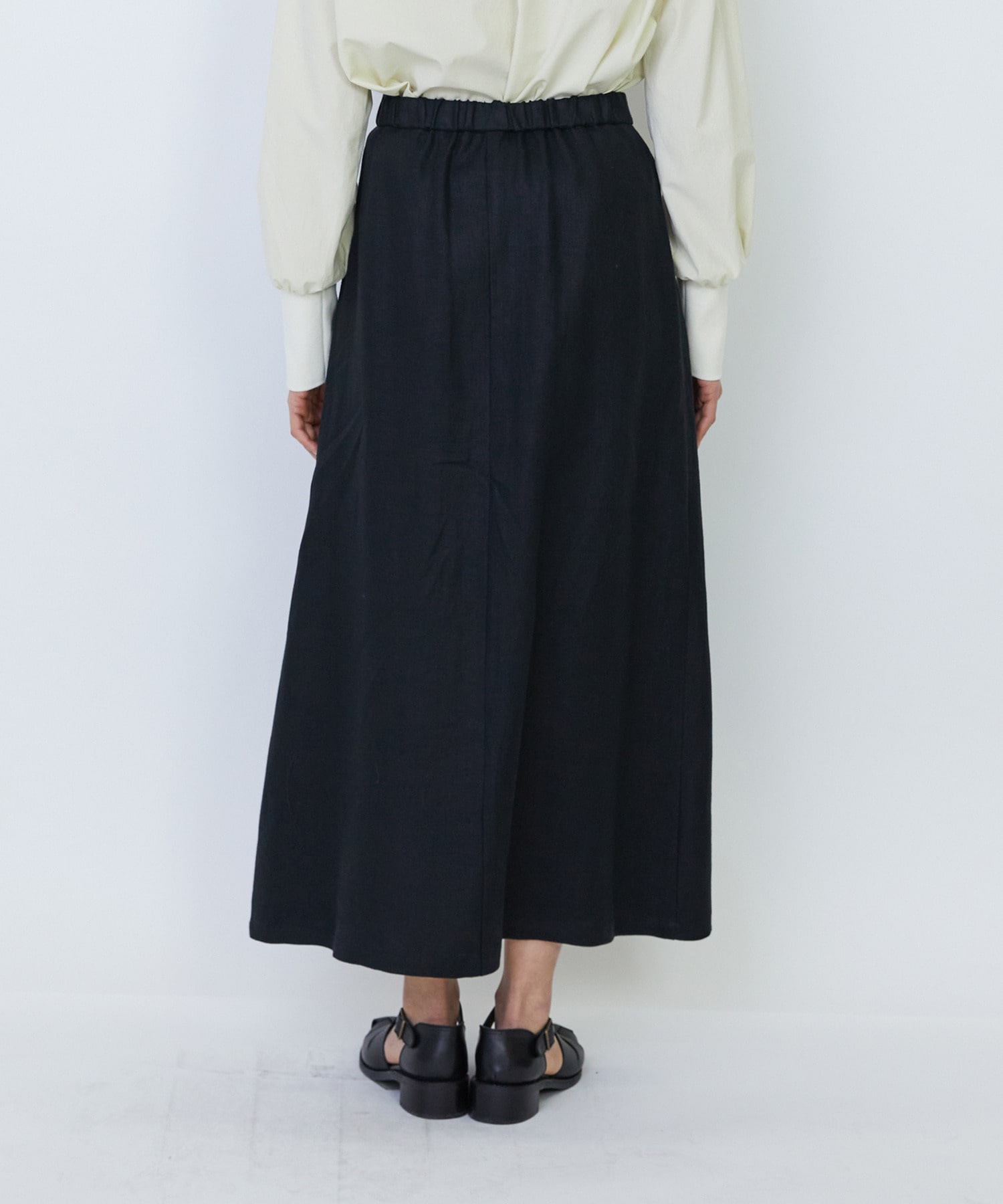 【LOISIR】【MTサイズ有り】リネンツイルラップディテールスカート 詳細画像 ブラック 13