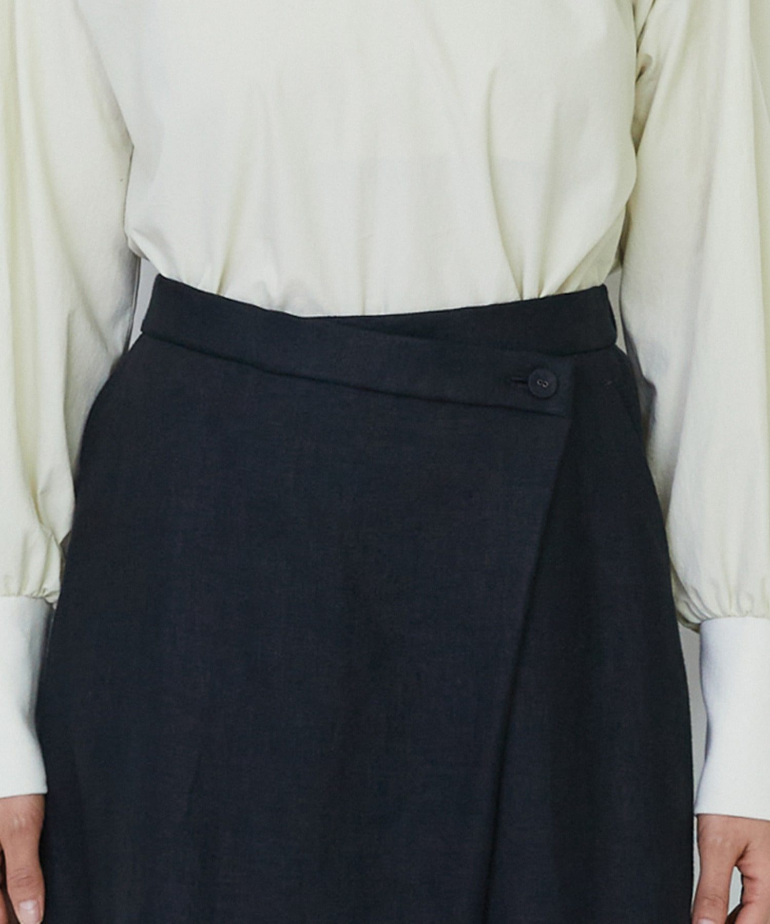 【LOISIR】【MTサイズ有り】リネンツイルラップディテールスカート 詳細画像 ブラック 14