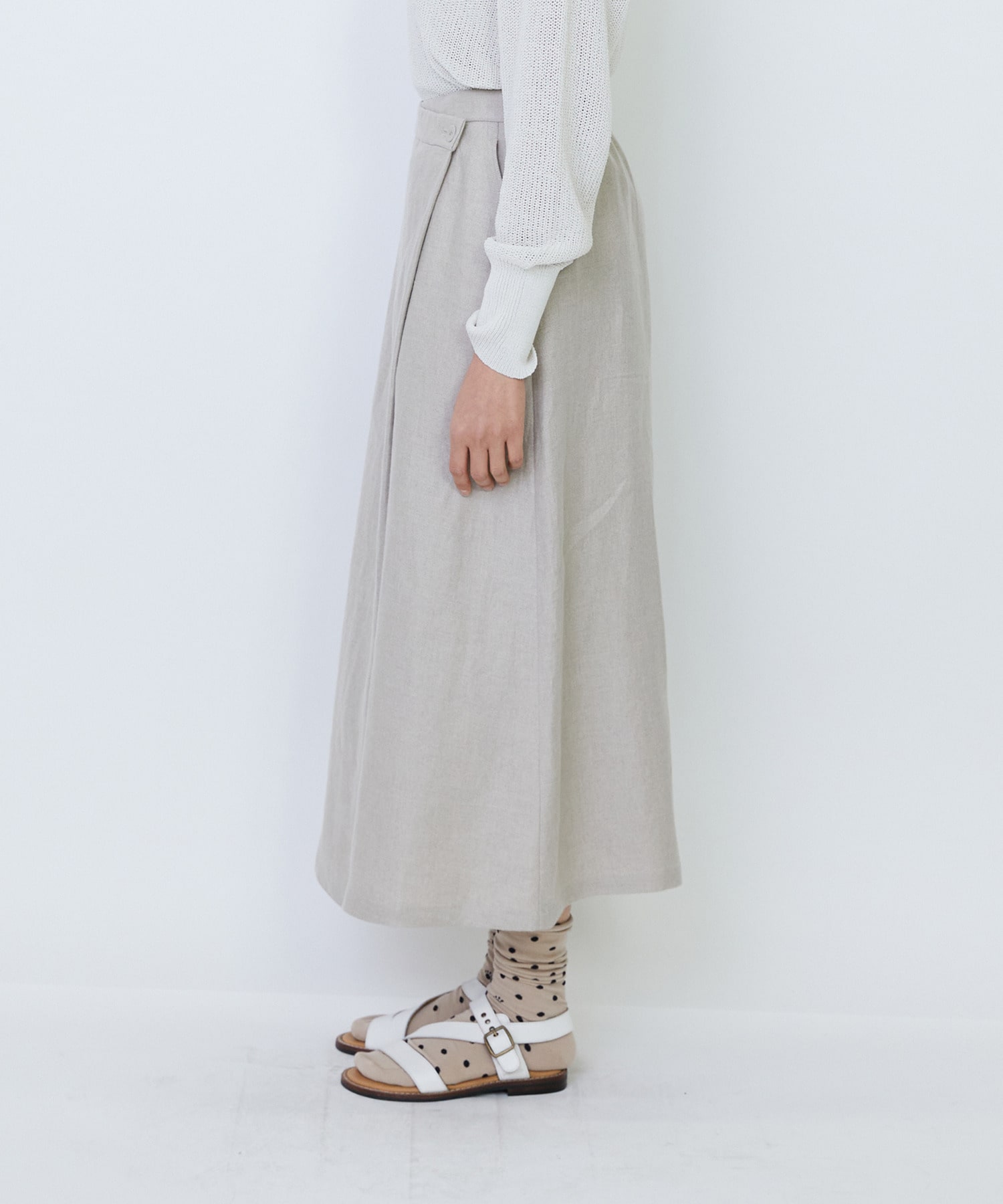 【LOISIR】【MTサイズ有り】リネンツイルラップディテールスカート 詳細画像 ブラック 9