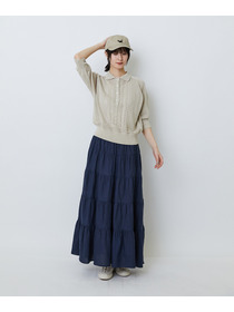 【LOISIR】【MTサイズ有り】イージーティアードスカート 詳細画像 ネイビー 1
