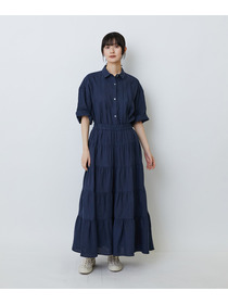 【LOISIR】【MTサイズ有り】イージーティアードスカート 詳細画像 ネイビー 4