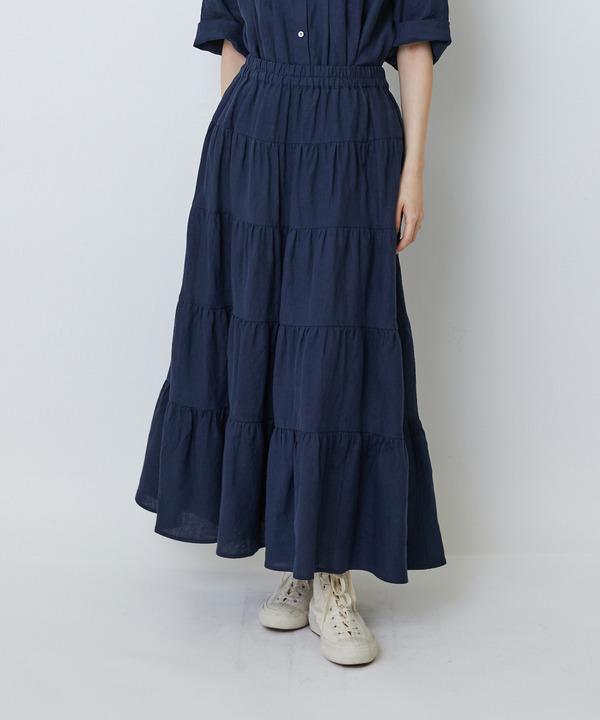 【MTサイズ有り】イージーティアードスカート 詳細画像 ネイビー 1