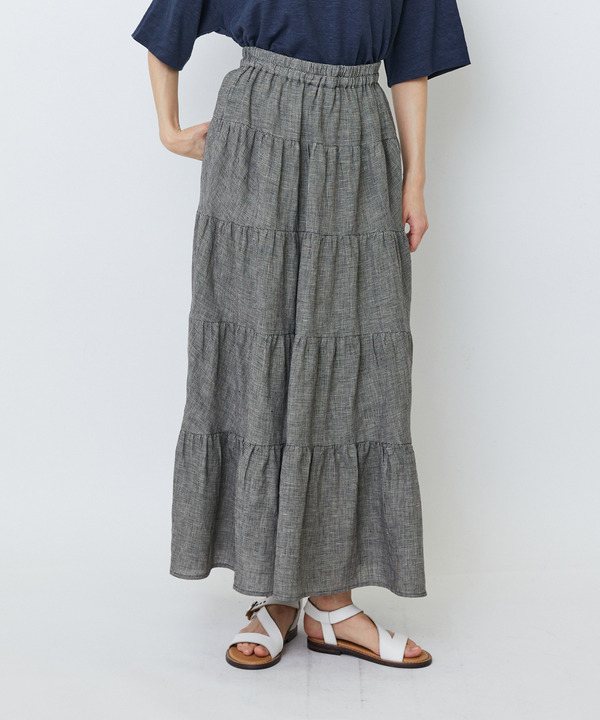 【LOISIR】【MTサイズ有り】イージーティアードスカート