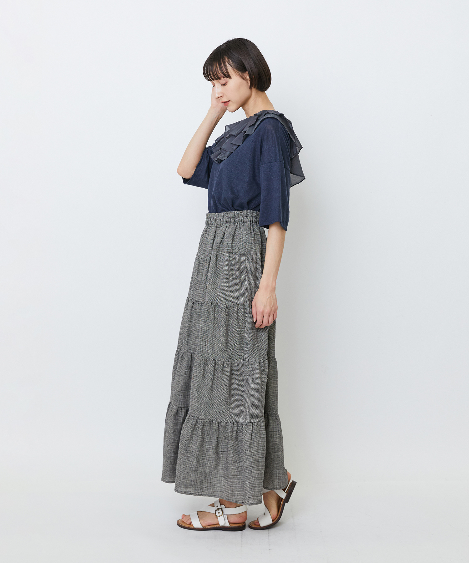 【LOISIR】【MTサイズ有り】イージーティアードスカート 詳細画像 ネイビー 10