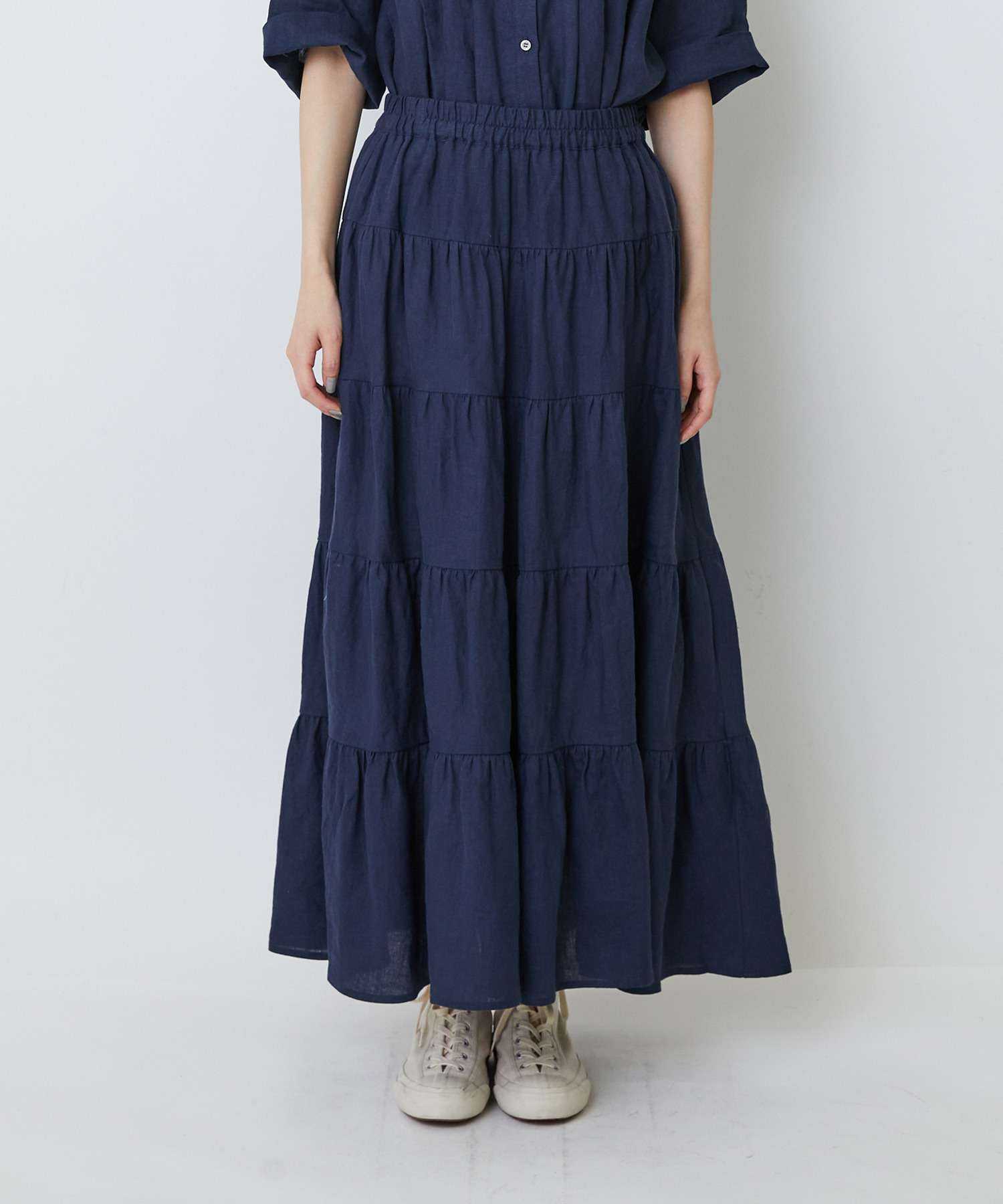 【LOISIR】【MTサイズ有り】イージーティアードスカート 詳細画像 ネイビー 12
