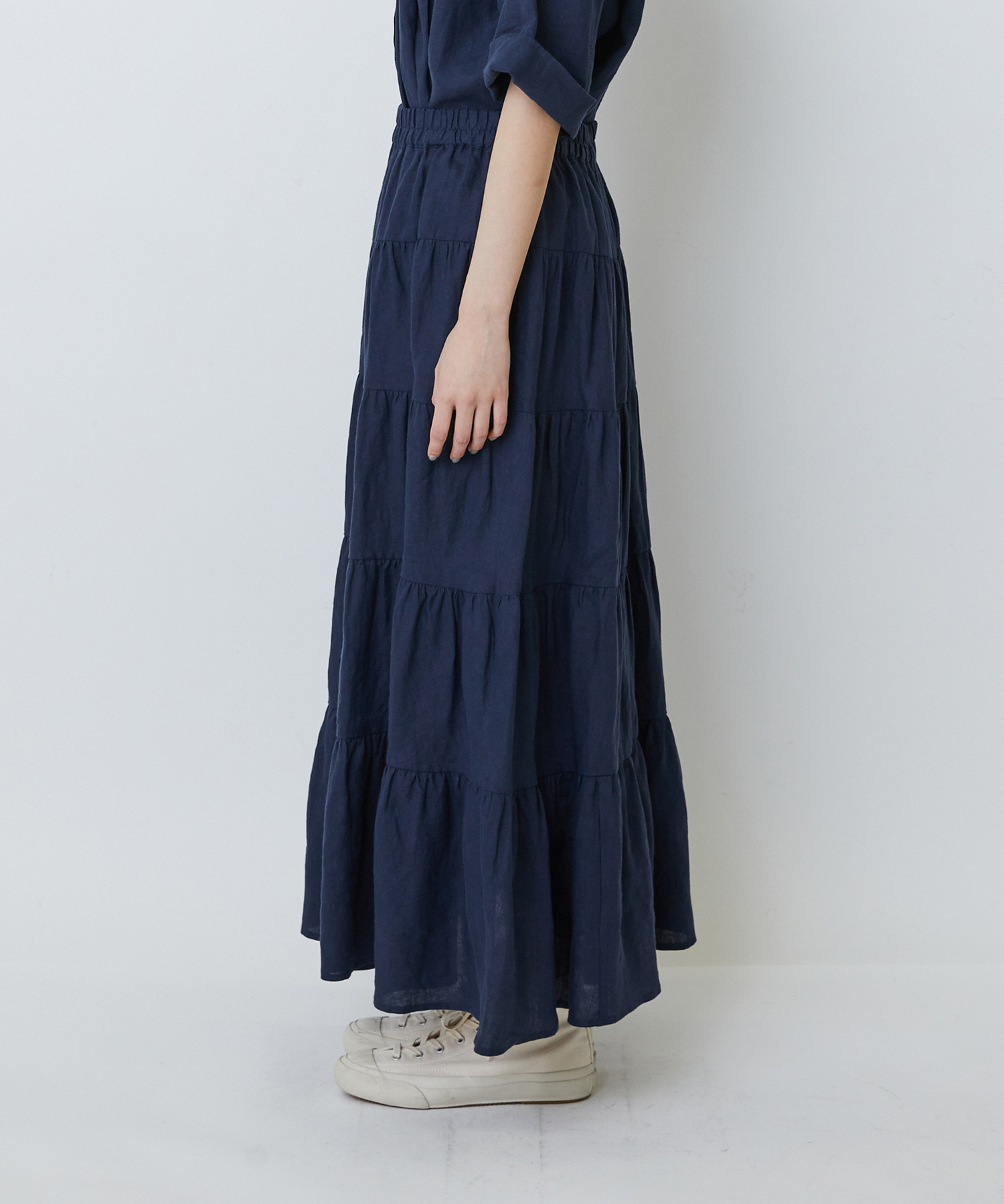 【LOISIR】【MTサイズ有り】イージーティアードスカート 詳細画像 ネイビー 13