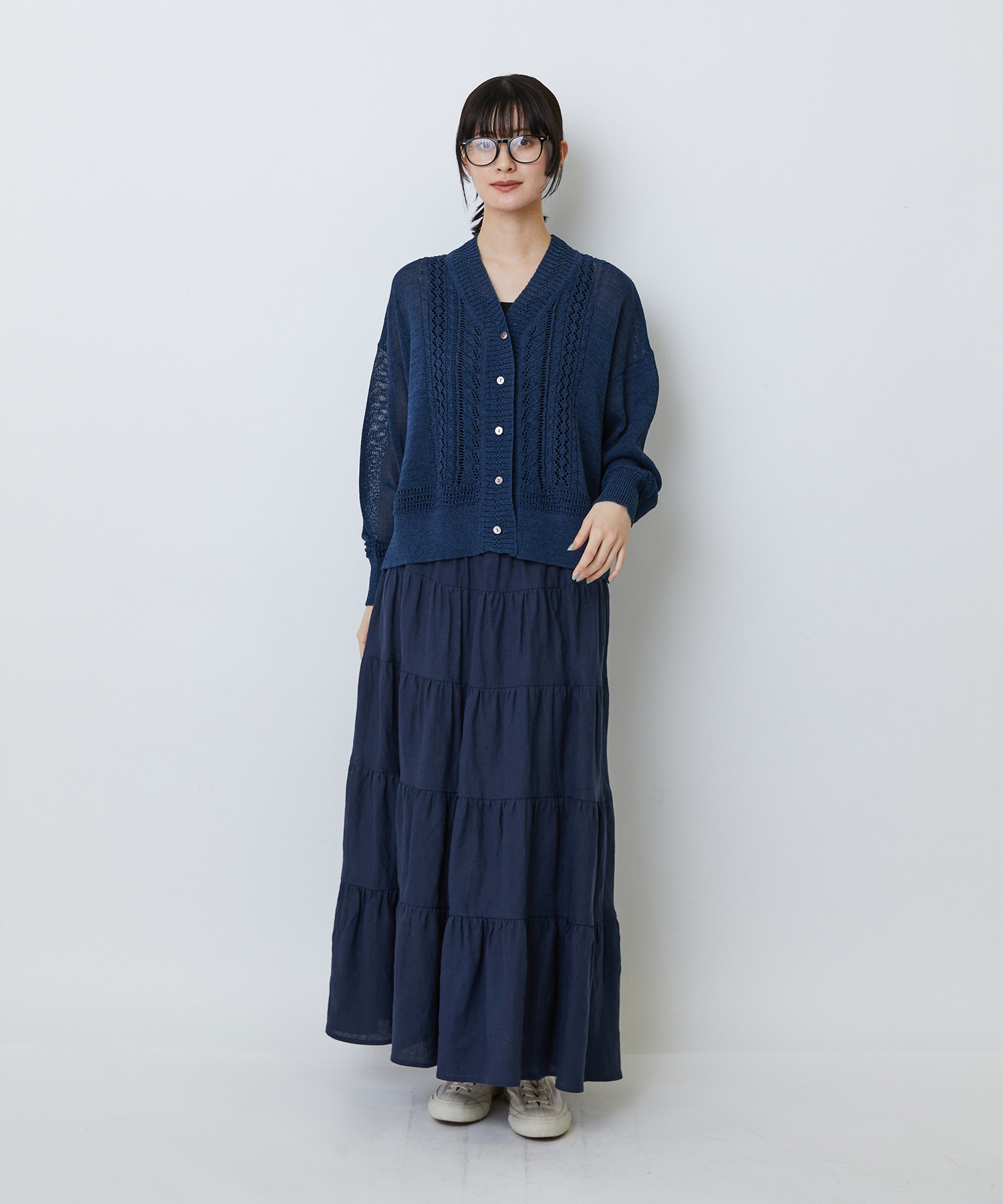 【LOISIR】【MTサイズ有り】イージーティアードスカート 詳細画像 ネイビー 2