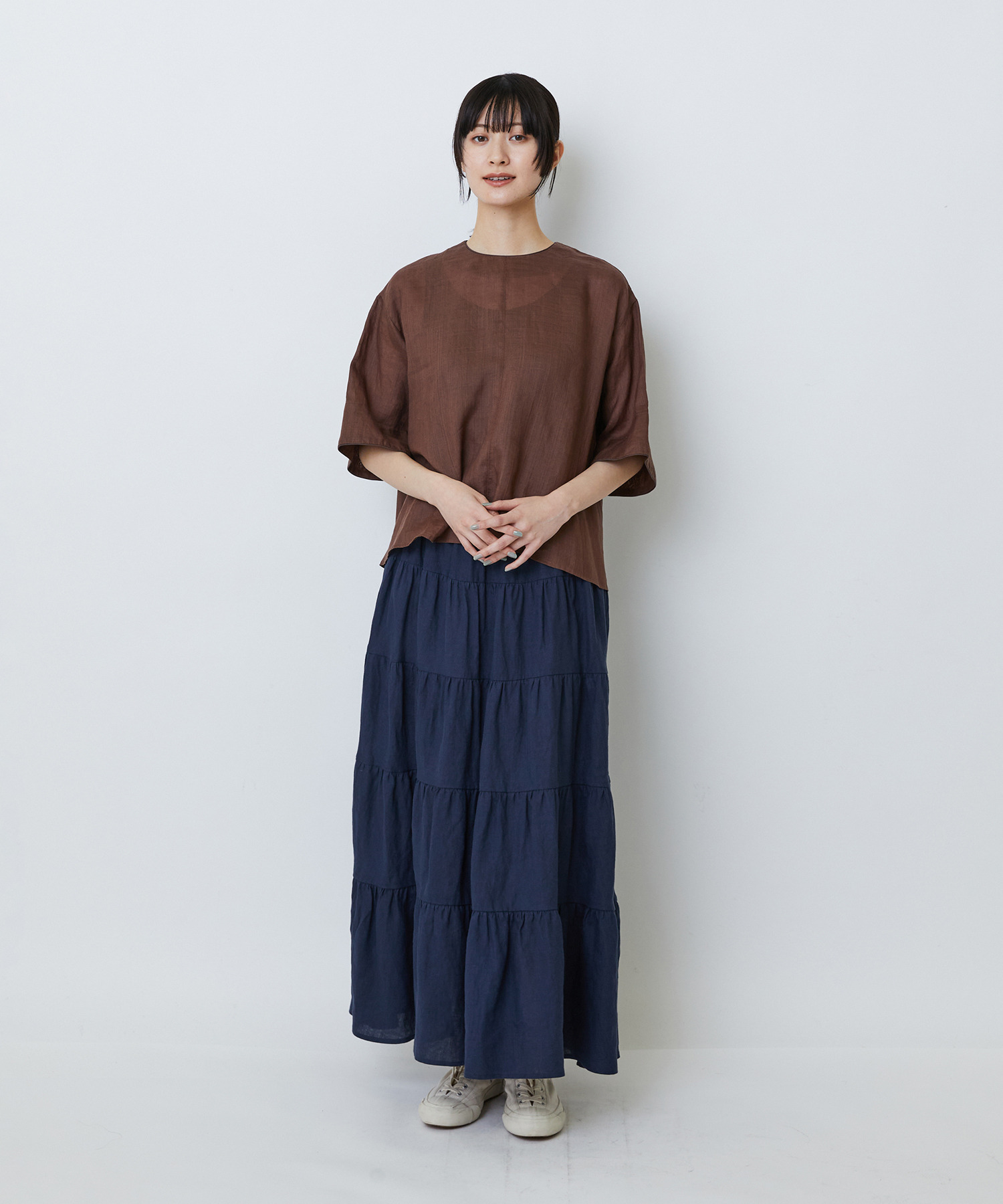 【LOISIR】【MTサイズ有り】イージーティアードスカート 詳細画像 ネイビー 3