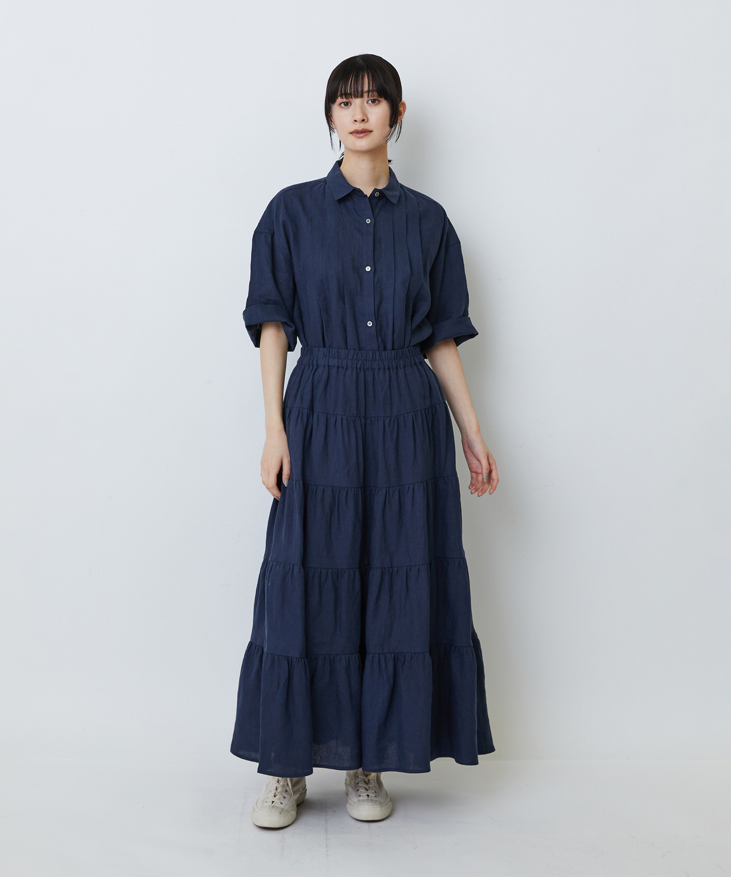 【LOISIR】【MTサイズ有り】イージーティアードスカート 詳細画像 ネイビー 4