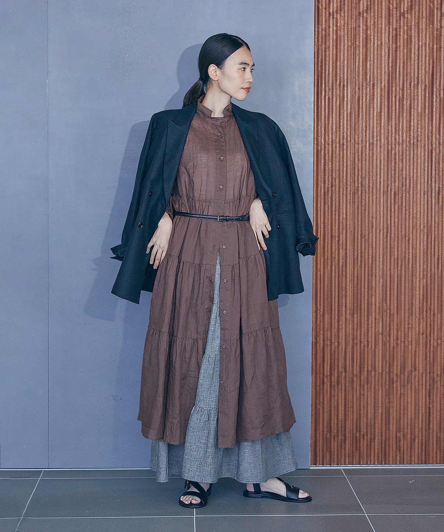 【LOISIR】【MTサイズ有り】イージーティアードスカート 詳細画像 ネイビー 7