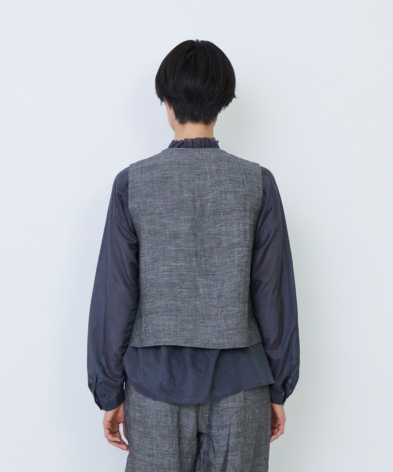 【LOISIR】バンブーリネンベスト 詳細画像 グレー 7