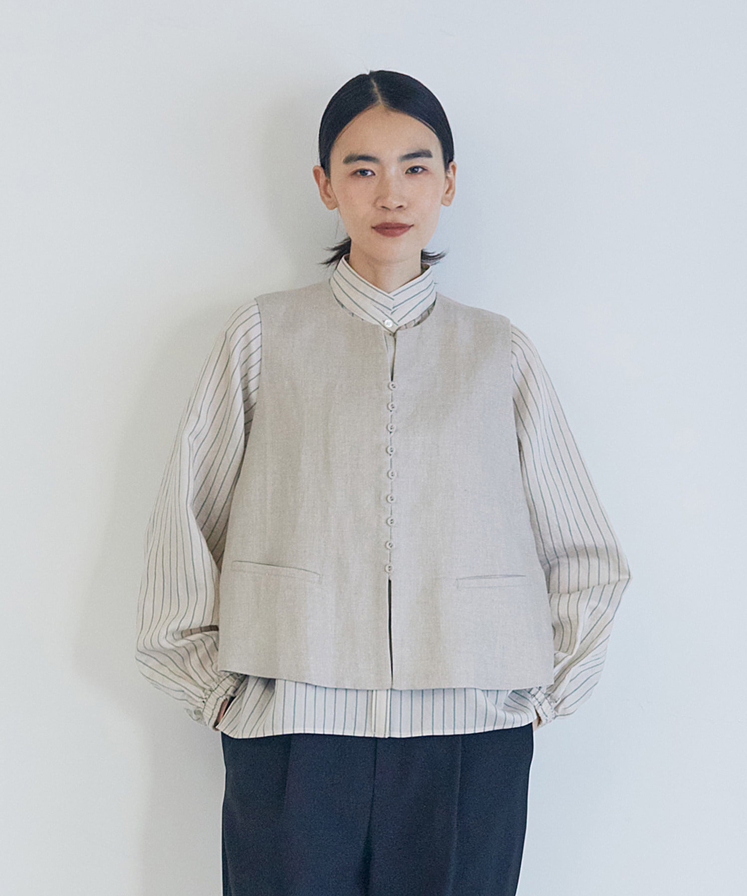 【LOISIR】リネンツイルベスト 詳細画像 キナリ 1