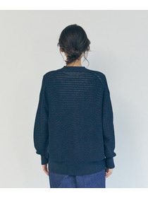 【LOISIR】エステル和紙片畦編みカーディガン 詳細画像 ネイビー 10