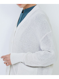 【LOISIR】エステル和紙片畦編みカーディガン 詳細画像 ネイビー 16