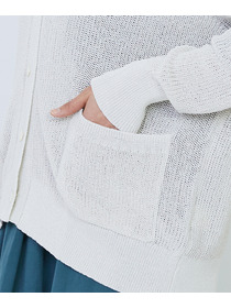 【LOISIR】エステル和紙片畦編みカーディガン 詳細画像 ネイビー 17