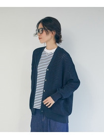 【LOISIR】エステル和紙片畦編みカーディガン 詳細画像 ネイビー 3