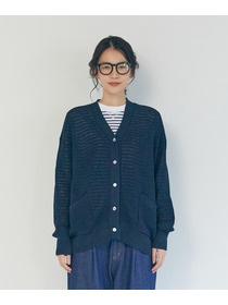 【LOISIR】エステル和紙片畦編みカーディガン 詳細画像 ネイビー 8