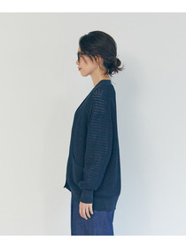 【LOISIR】エステル和紙片畦編みカーディガン 詳細画像 ネイビー 9