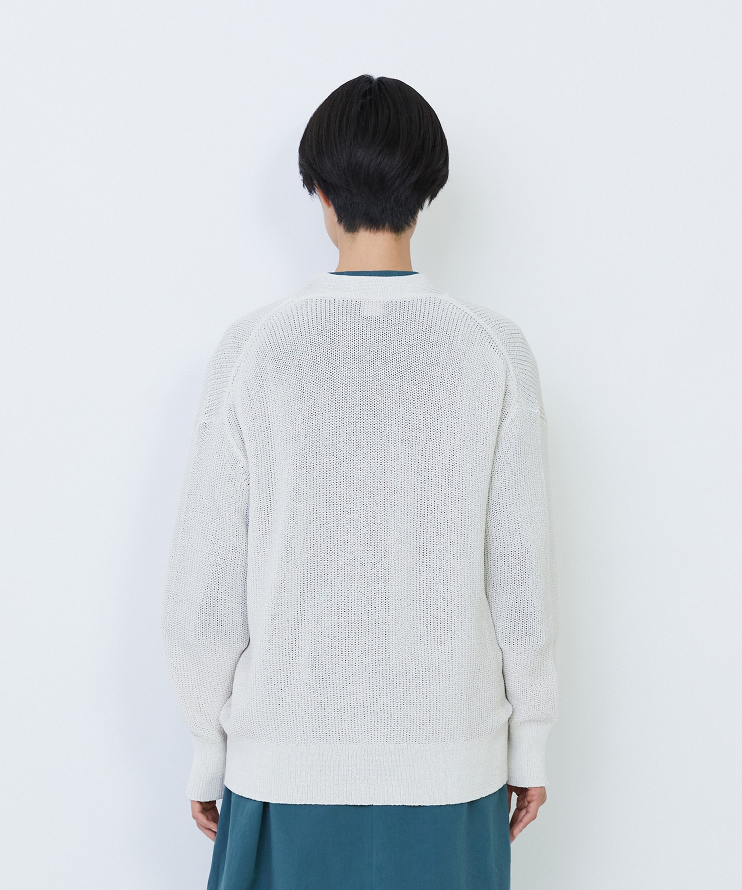 【LOISIR】エステル和紙片畦編みカーディガン 詳細画像 ネイビー 13