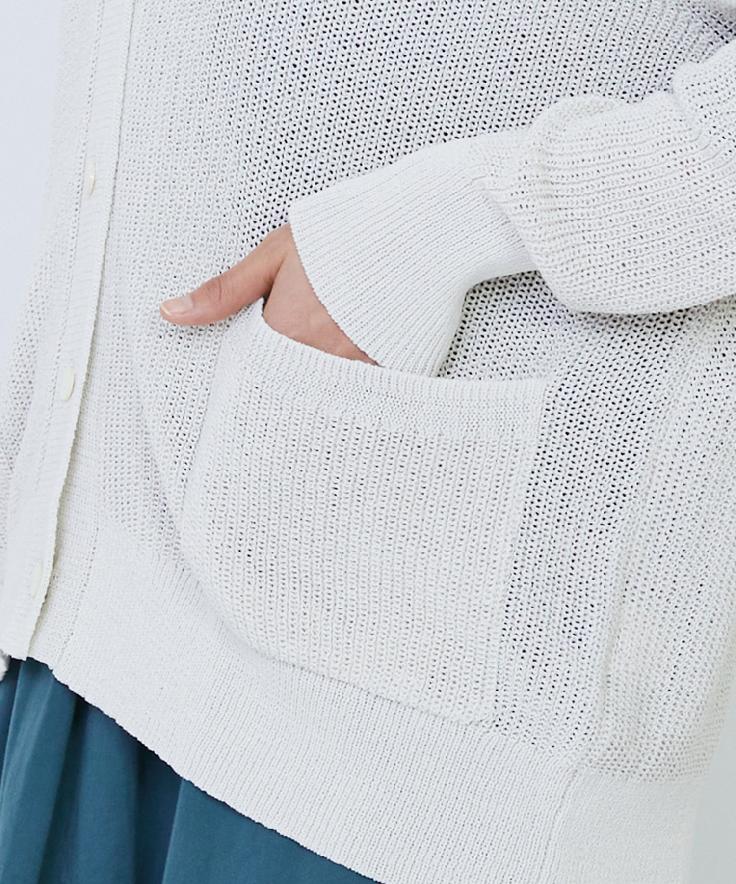 【LOISIR】エステル和紙片畦編みカーディガン 詳細画像 ネイビー 17