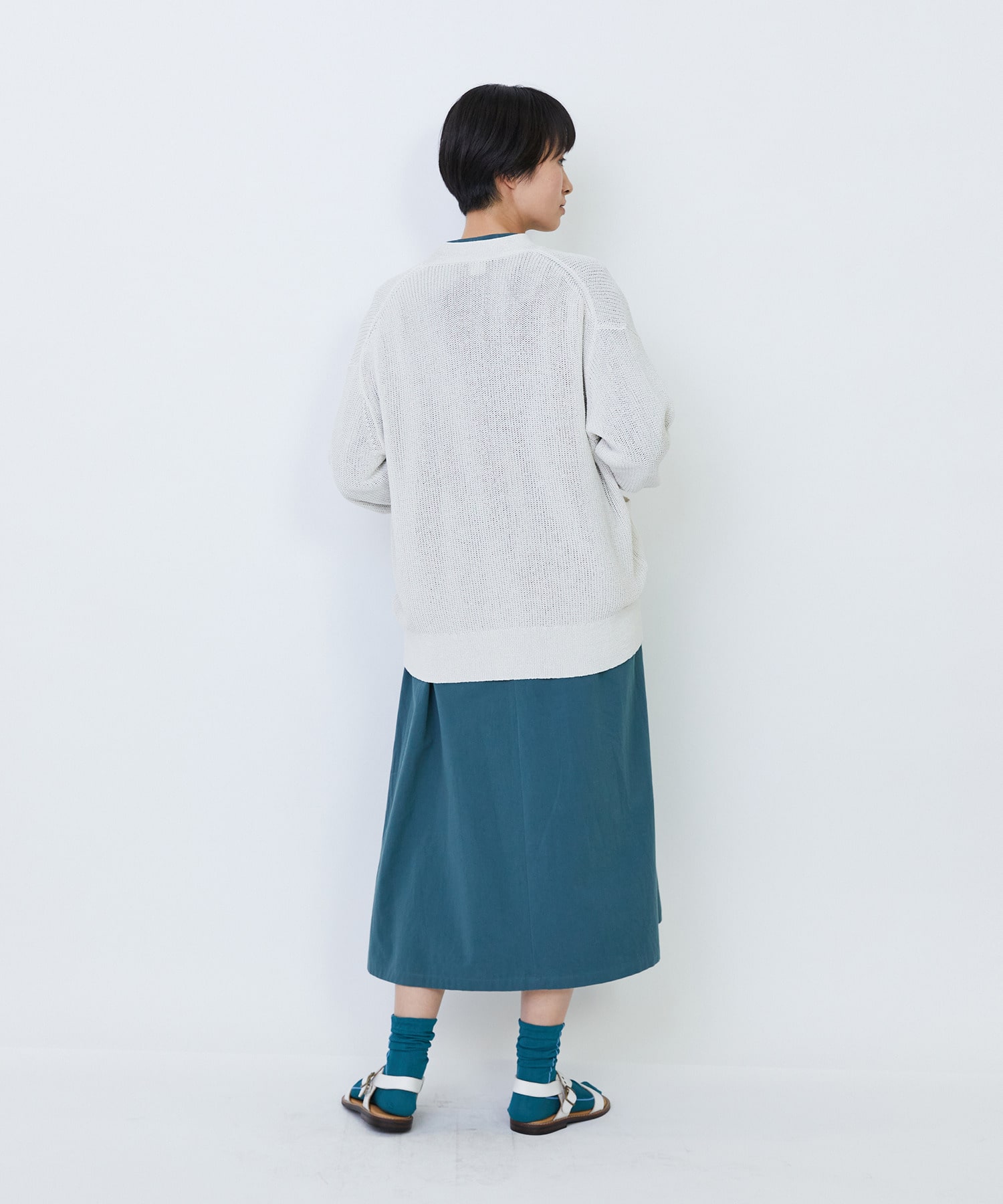 【LOISIR】エステル和紙片畦編みカーディガン 詳細画像 ネイビー 7