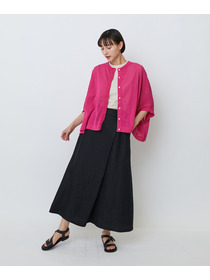 【LOISIR】【2WAY】エステル和紙天竺ケープライクカーディガン 詳細画像 グレー 12