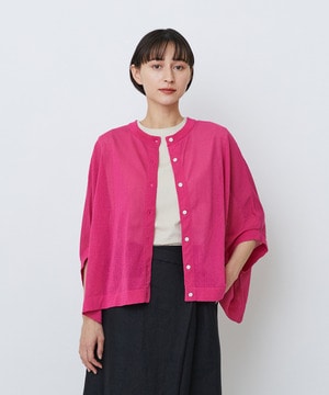 【LOISIR】【2WAY】エステル和紙天竺ケープライクカーディガン 詳細画像 ピンク 1