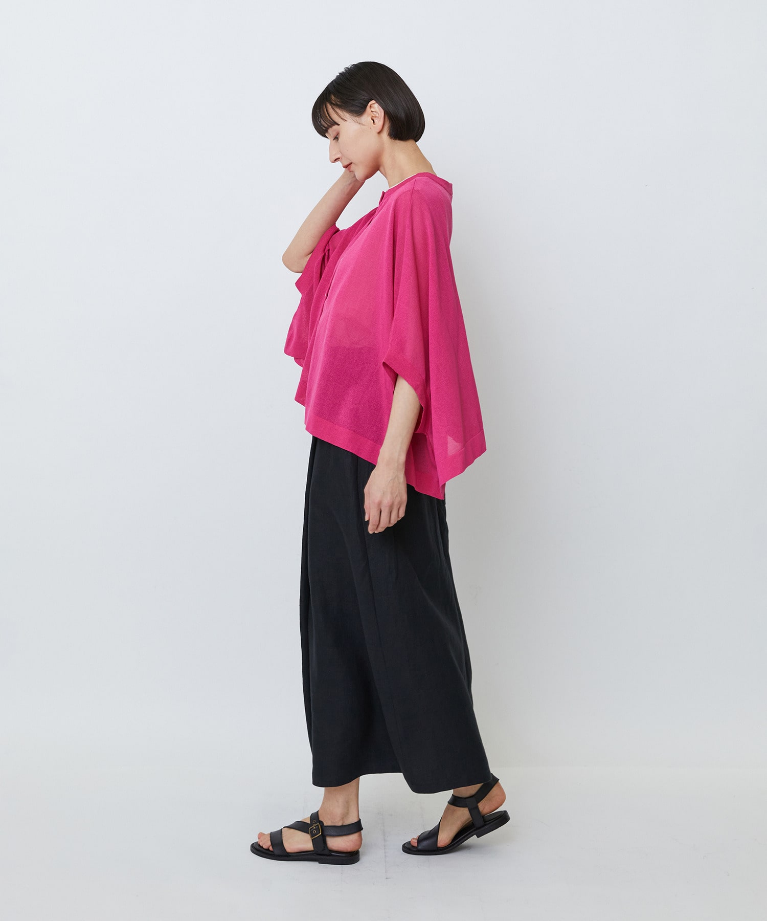 【LOISIR】【2WAY】エステル和紙天竺ケープライクカーディガン 詳細画像 グレー 13