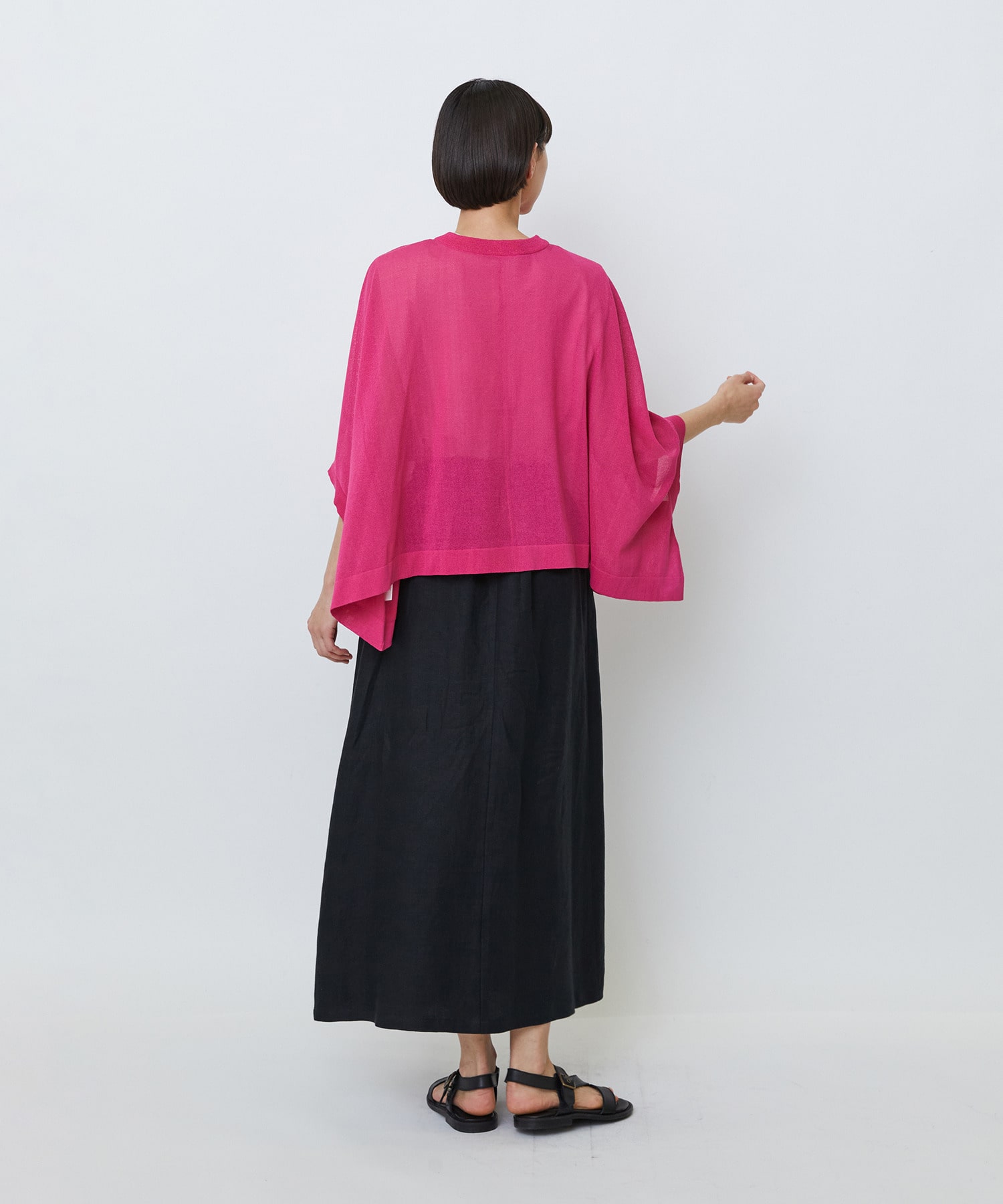 【LOISIR】【2WAY】エステル和紙天竺ケープライクカーディガン 詳細画像 グレー 14