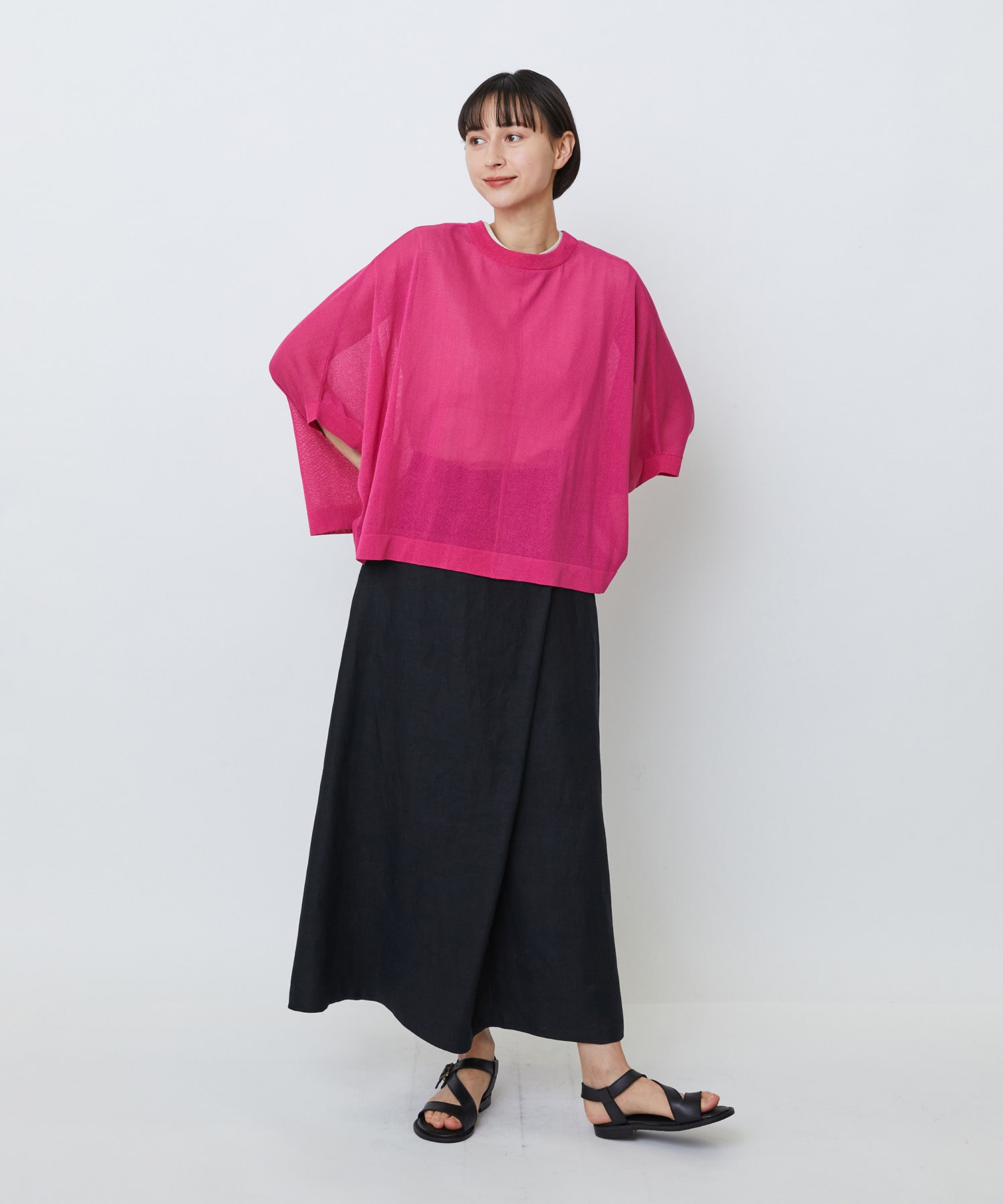 【LOISIR】【2WAY】エステル和紙天竺ケープライクカーディガン 詳細画像 グレー 15