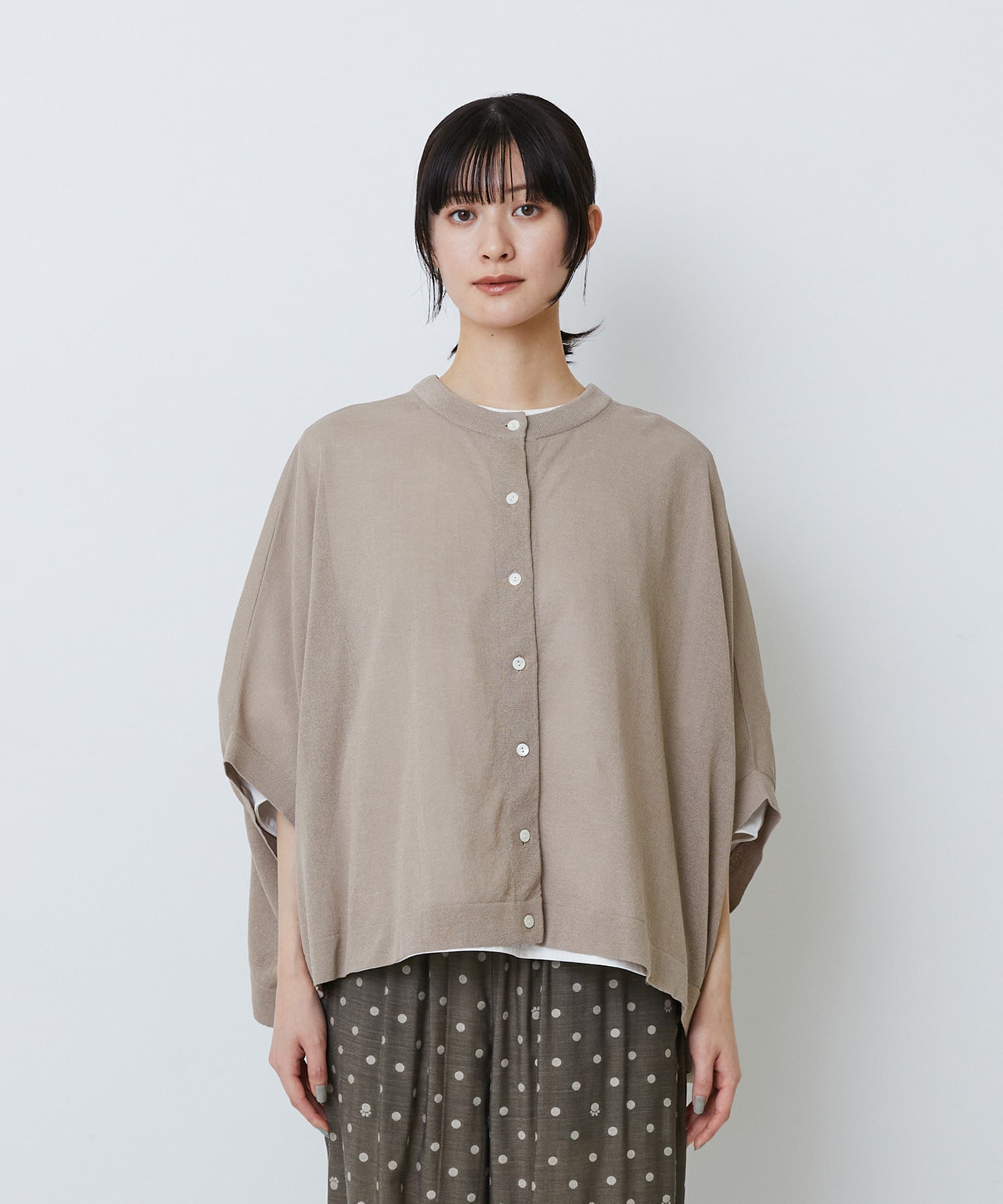 【LOISIR】【2WAY】エステル和紙天竺ケープライクカーディガン 詳細画像 グレー 17